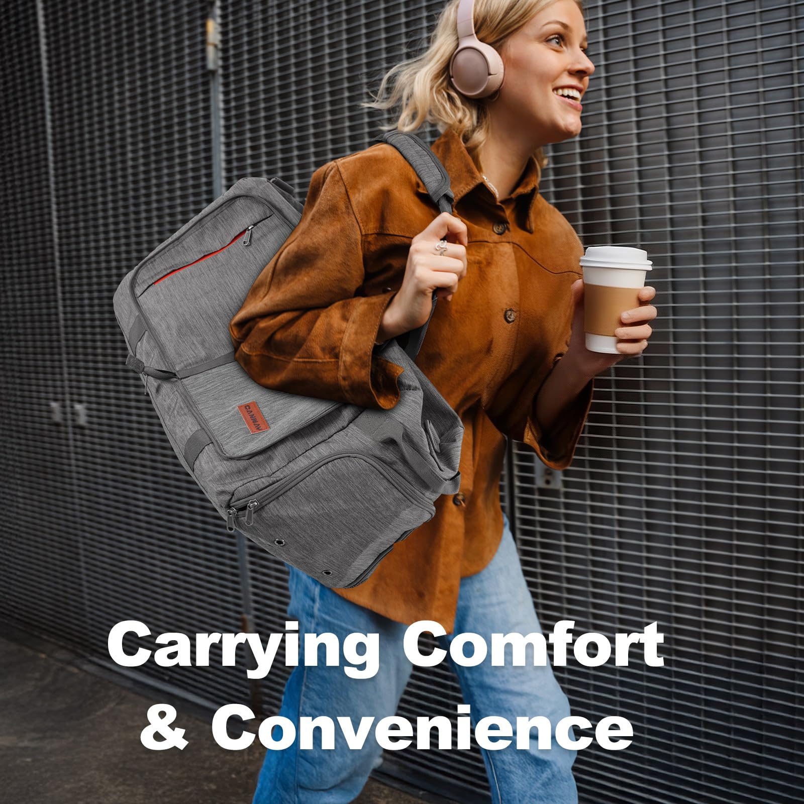 Canway 65L Foldable Duffle Bag with Shoes Compartment, Water-Resistant Packable Travel Duffel for