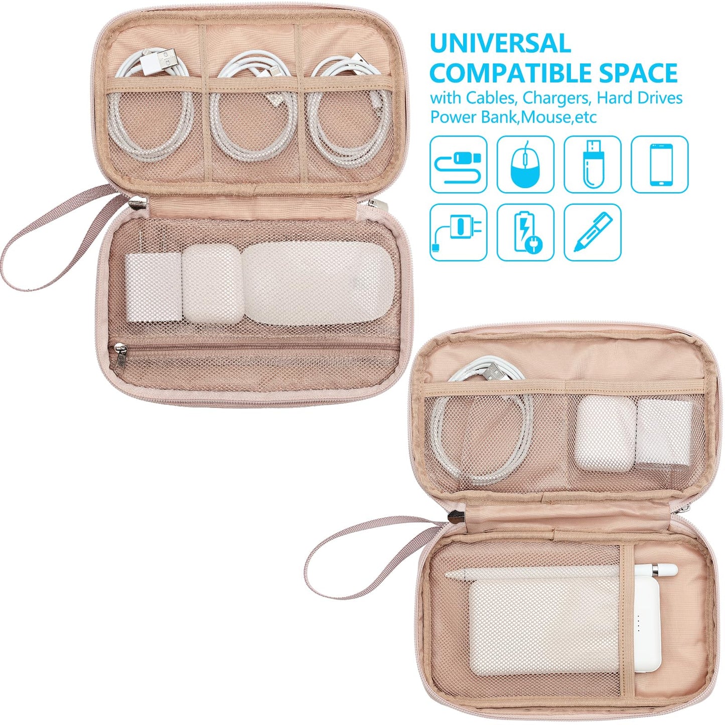 NISHEL Electronics Travel Organizer Cord Case, Charger Cable Tech Bag