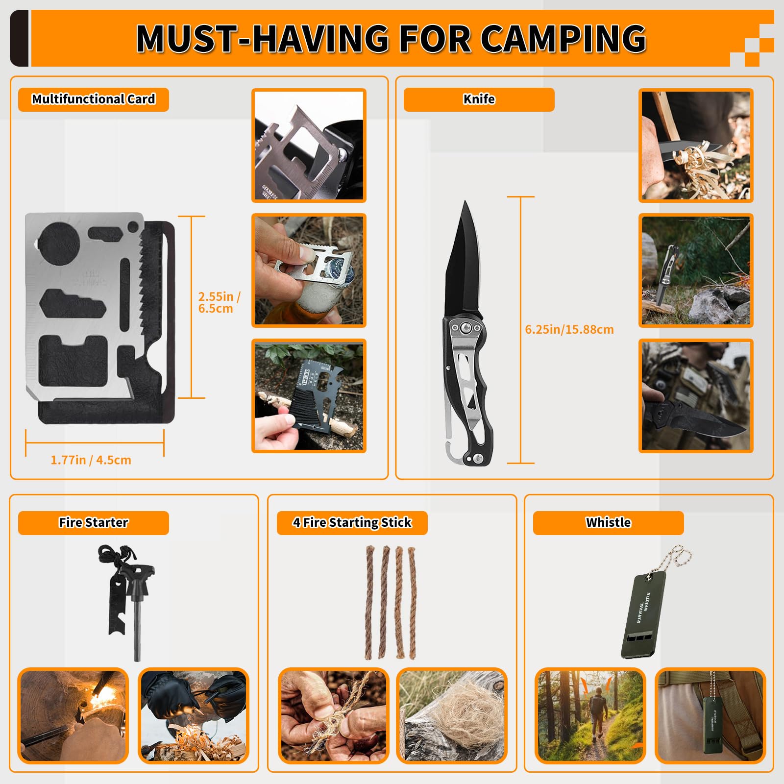 Survival Kit, Gifts for Men Women Teen Boys, 252 pcs Survival Gear and Equipment Mini First Aid Kit