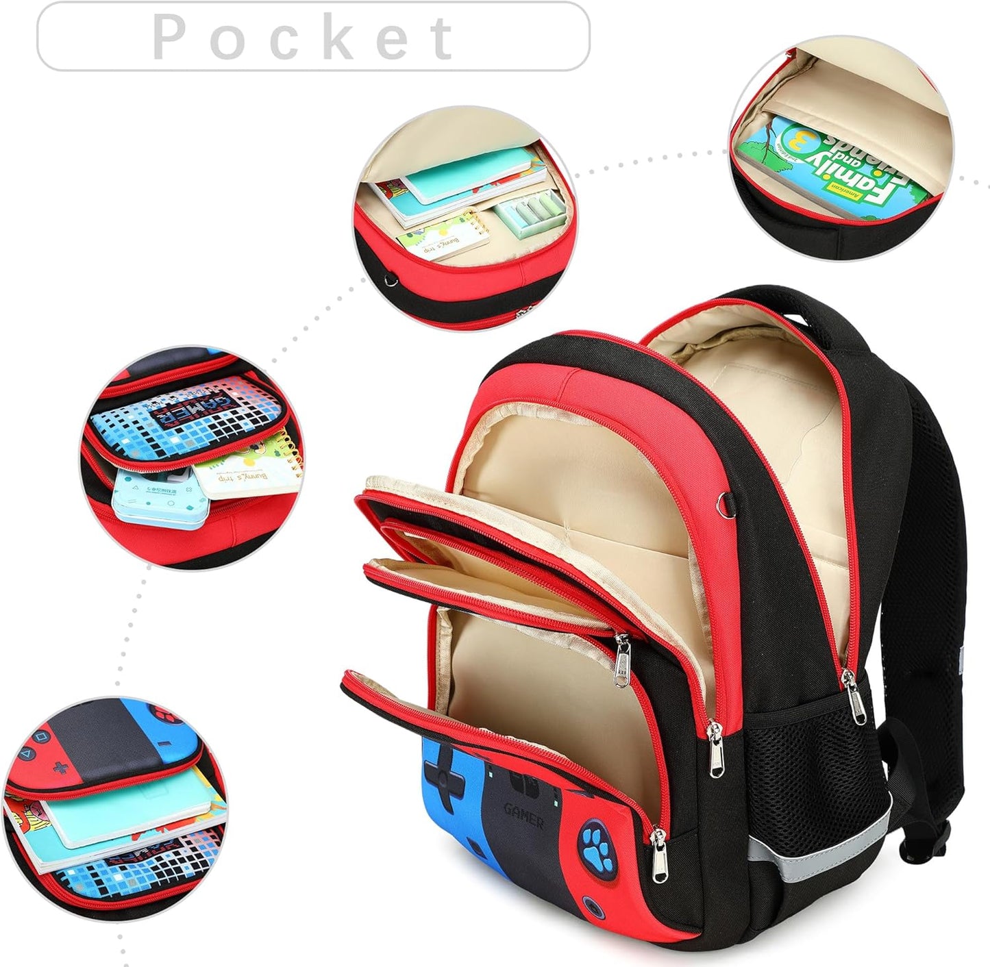 abshoo Cute Game School Backpack For Boys Elementary Kindergarten Kids School Bag (Gamer Black)