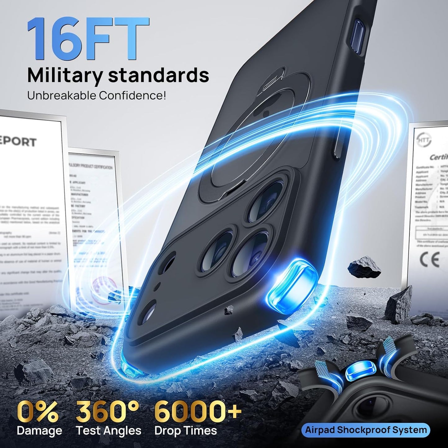 360° Spin Magnetic Stand for iPhone 17 Pro Max Case, [Fit for MagSafe][Military Protection][Full Camera Protection] Adjustable Kickstand iPhone Case for iPhone 17 Pro Max 6.9", Black
