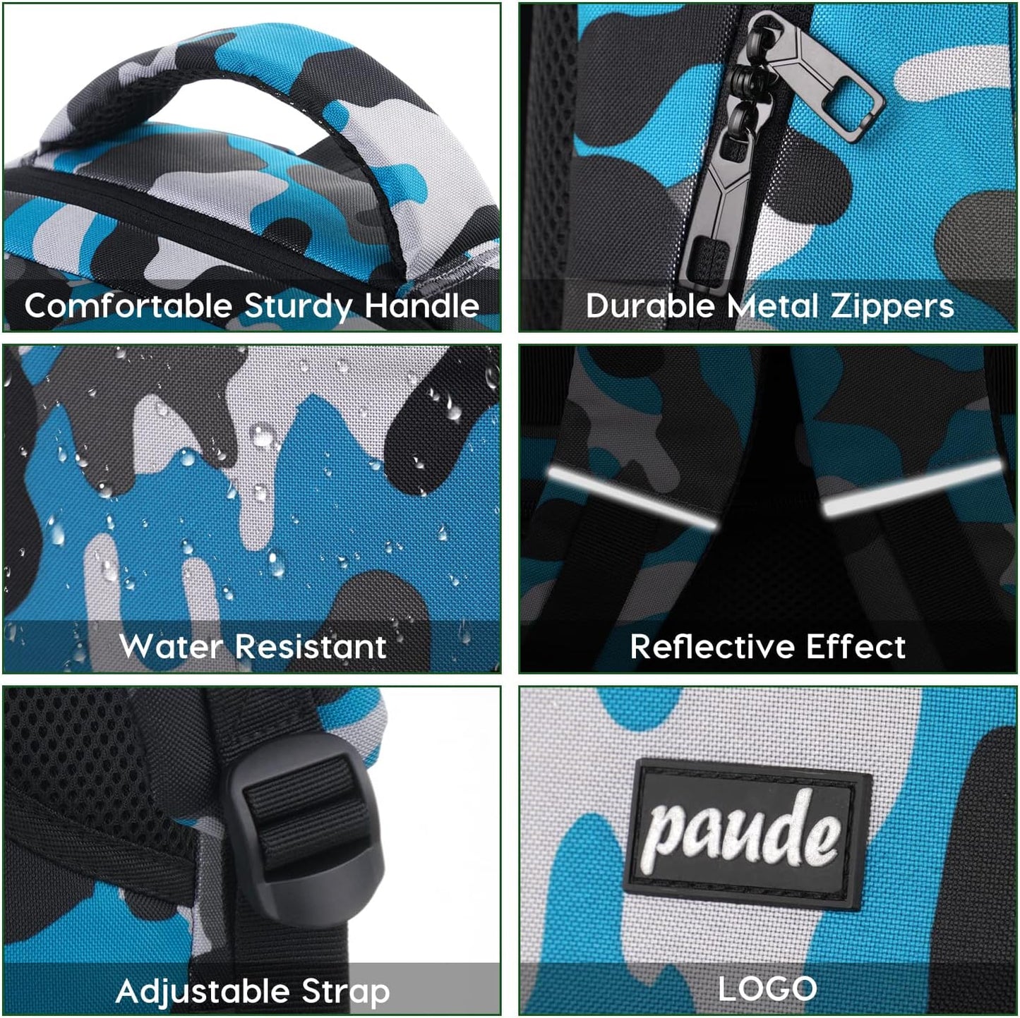Backpack for Men,College Backpack School Bookbag for Teens,Laptop Bookbag with USB Port and Headphone Hole,Camouflage Blue