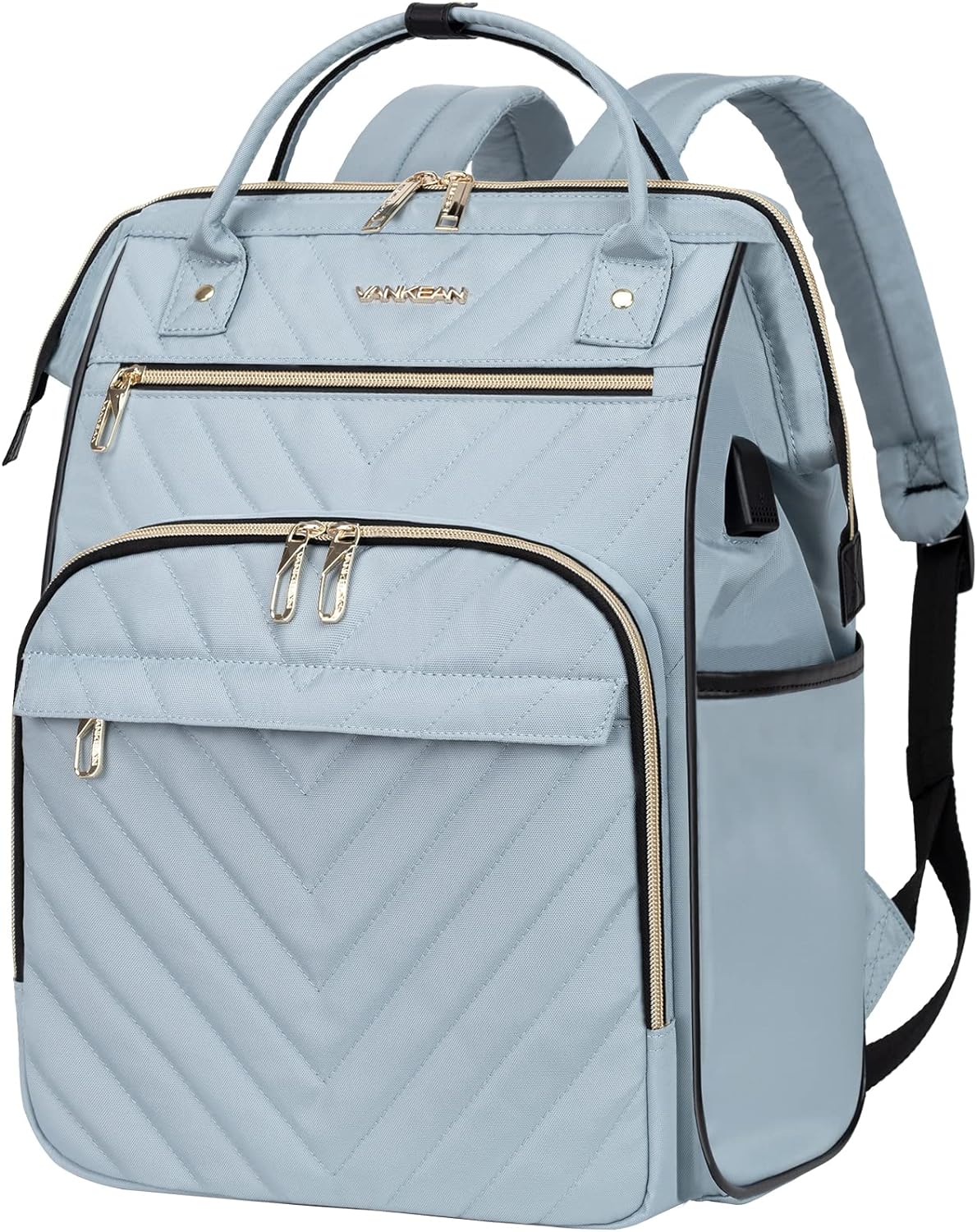 VANKEAN 17 Inch Laptop Backpack for Women Men Fashion Computer Work Bag, Large Capacity Waterproof, with USB Port & RFID Pockets, College Daypack Business Travel Backpack, Light Blue