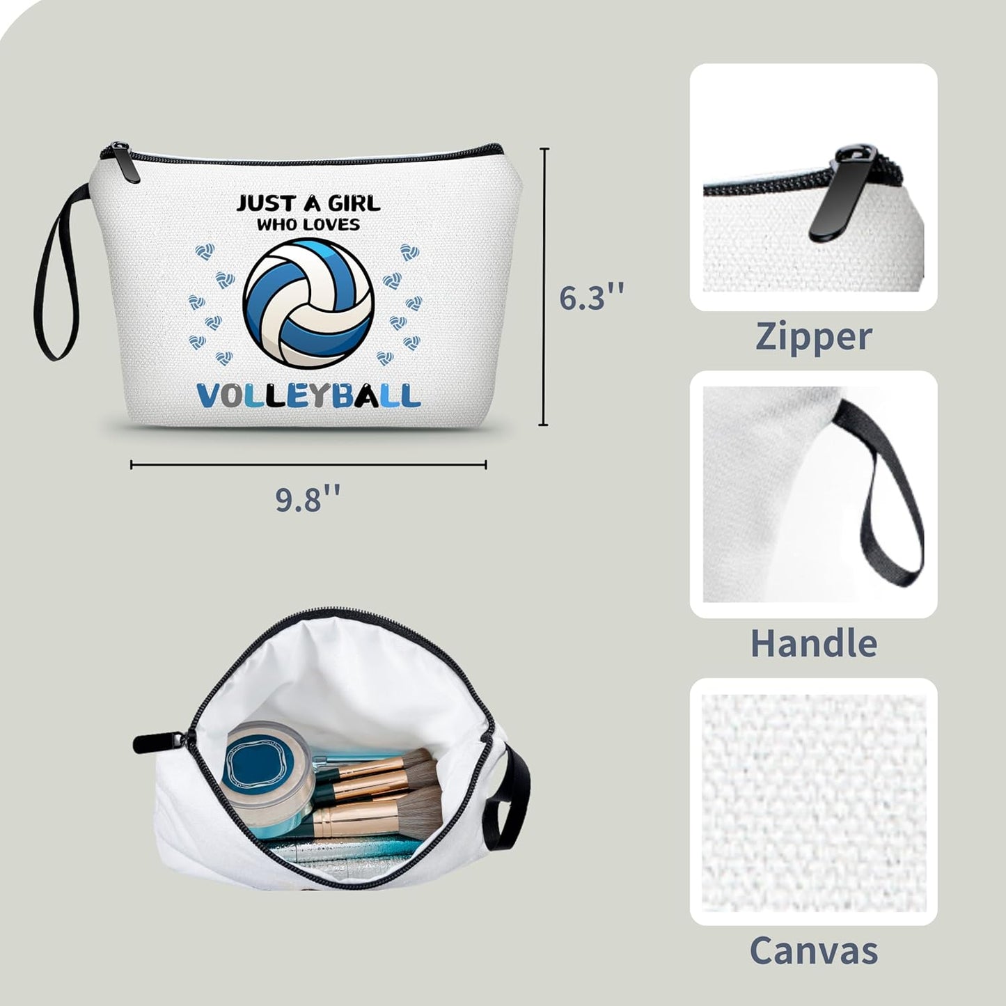Volleyball Gifts,Volleyball Stuff,Volleyball Senior Night Gifts,Travel Makeup Bag,Birthday Gifts for Women,Gifts for Volleyball Players,Make Up Bags for Women,Gifts for Teen Girls