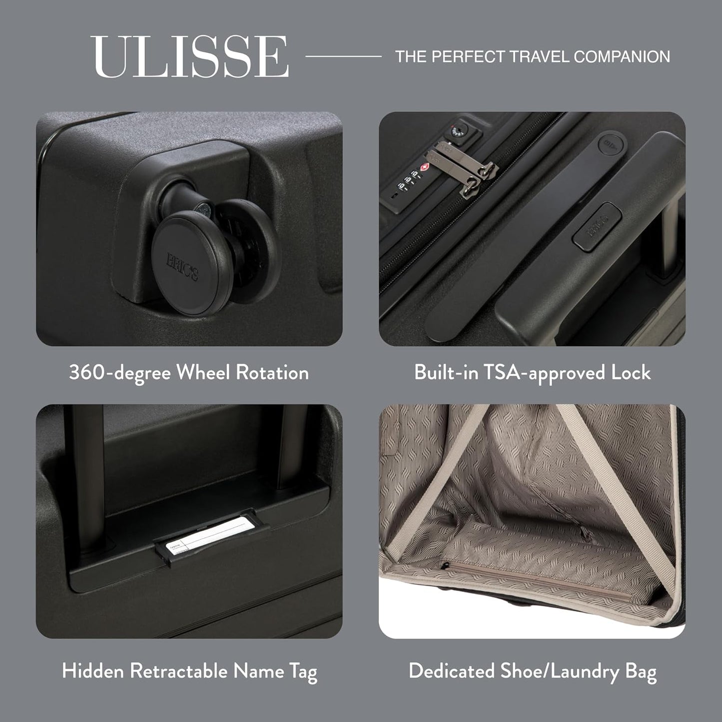Bric's B|Y Ulisse Spinner Suitcase, Expandable Hard Shell Luggage with TSA Lock and Smooth 360° Wheels 30" – Black