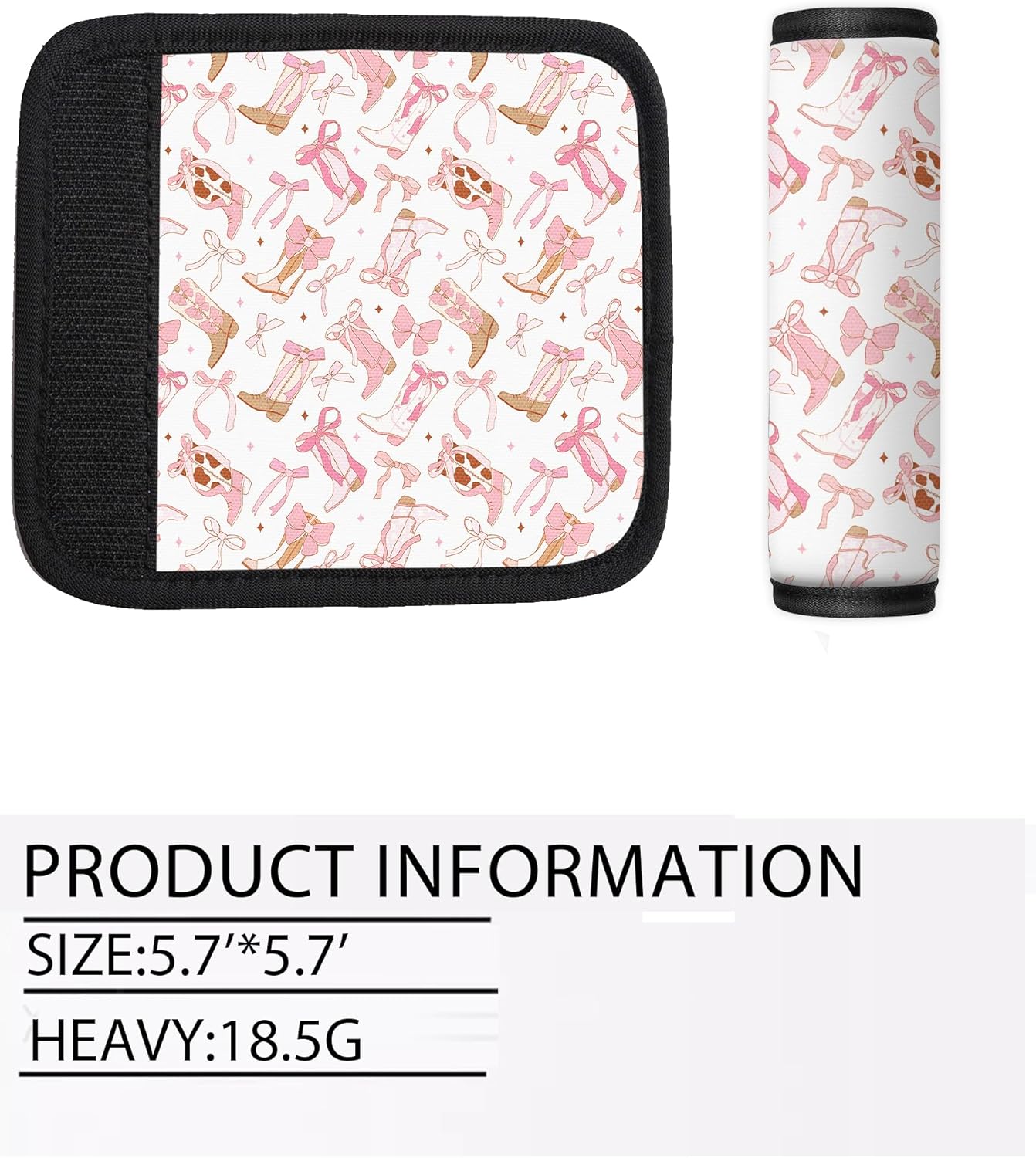 2 Pack Luggage Handle Wrap Travel Tags - Set of Luggage Tags for Suitcases, Identifiers, Marker, and Handle Covers - Cruise Accessories and Travel Gifts（Cute Pink Bow Boot
