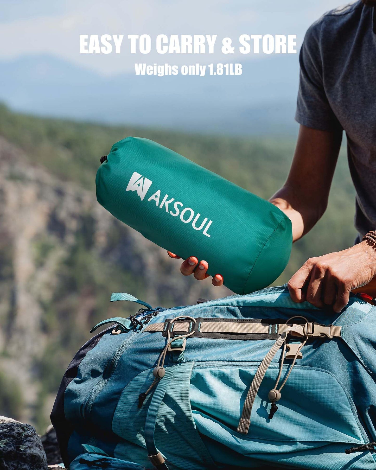 AKSOUL Camping Sleeping Pad with Pillow: Extra Thick 3.9 inch Ultralight Self Inflating Air Mat