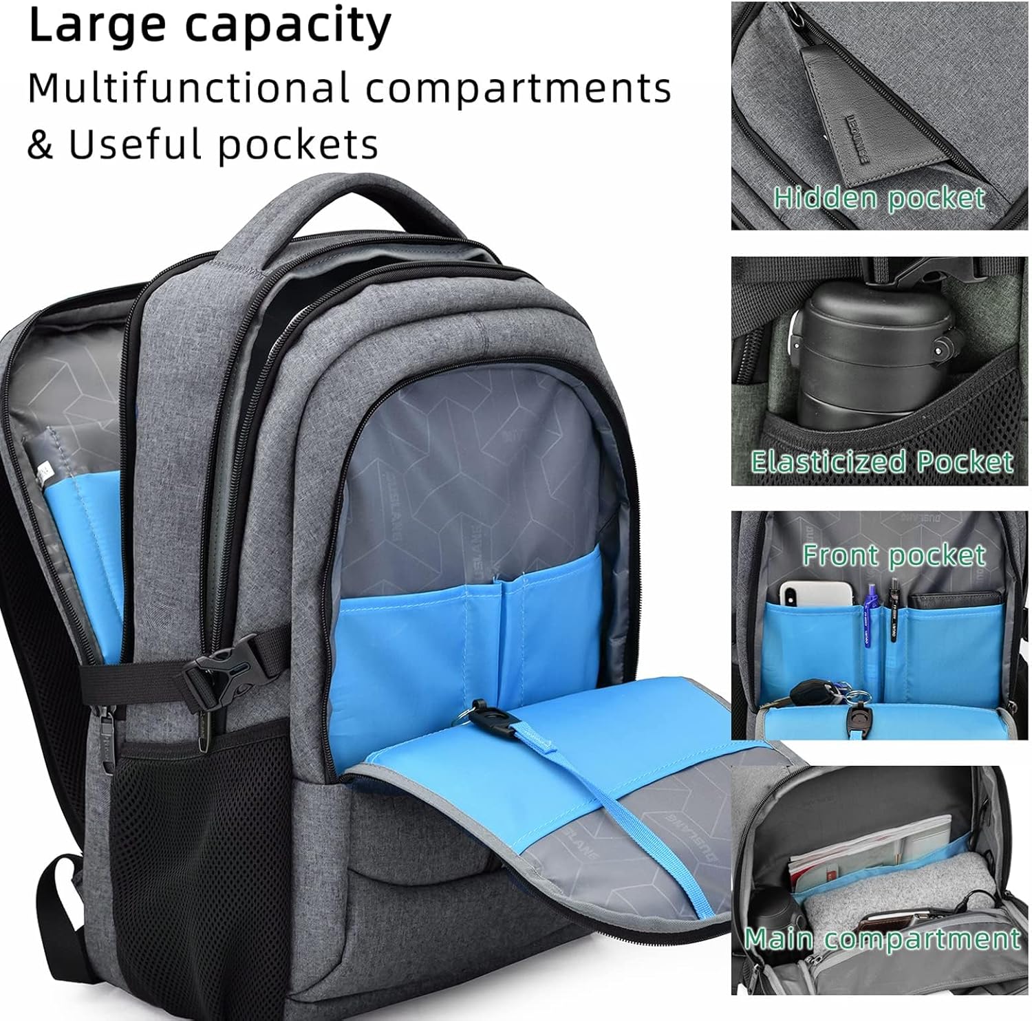 DUSLANG 17 Inch Travel Laptop Backpack Water Resistant College Backpack for Men/Women Laptop Bag