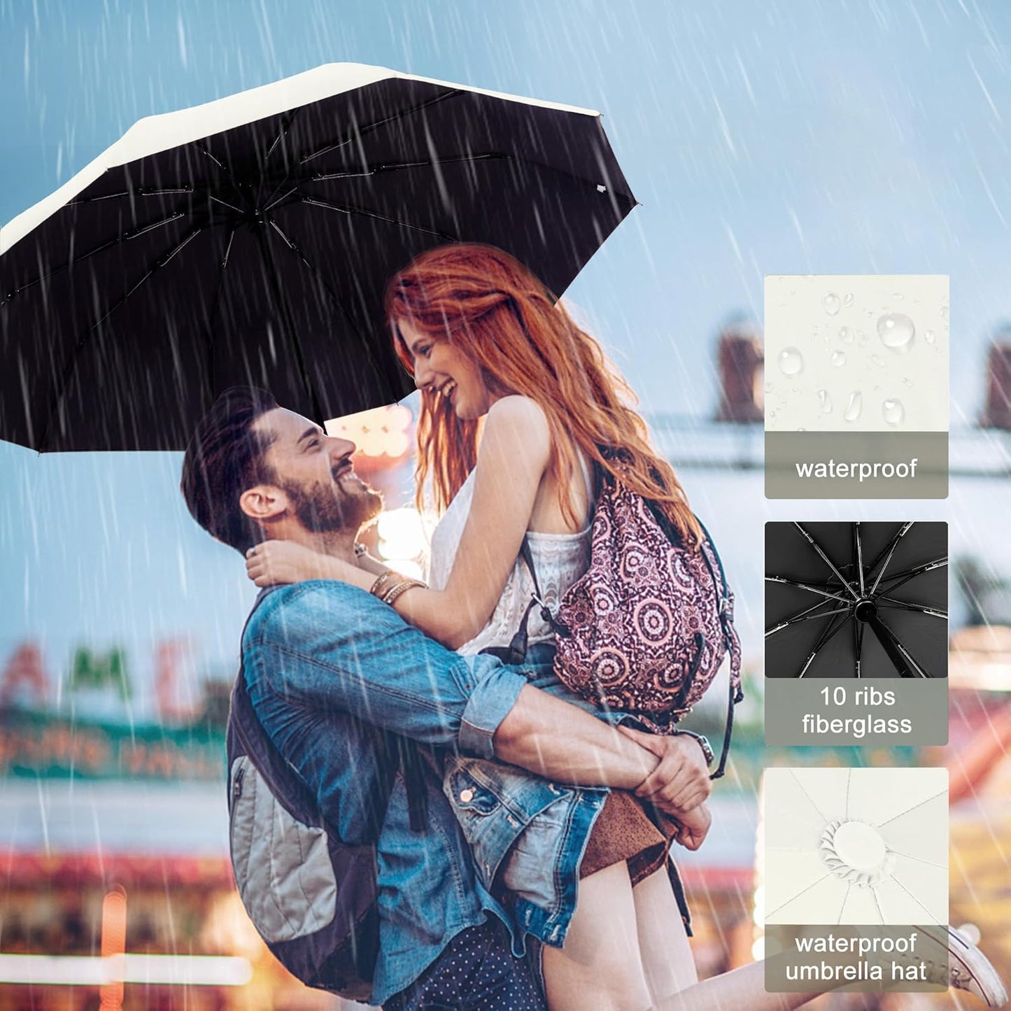 DOFOWOT UV Protection Umbrella for Rain Sun Umbrellas Windproof Anti-Rebound UPF 50+ UV Travel Umbrella Compact for Women Men
