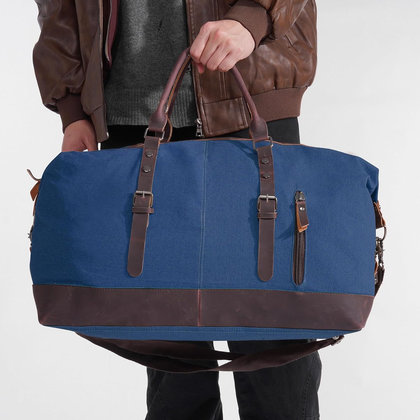 Weekender Travel Bag for Men & Women, Large Overnight Duffle Carry On Bag with Easy-Grip Handles, Gym Tote for Work, Weekend Trips, Sports (Blue)