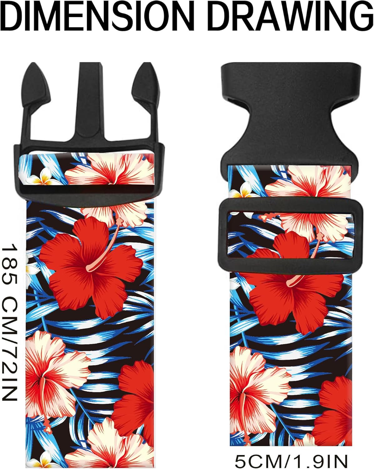 Luggage Straps for Suitcases, Adjustable Travel Belt, Durable Wide Luggage Strap, Cute Suitcase Strap Identifiers with Buckle, Bag Straps for Luggage, Luxury Purple Flowers