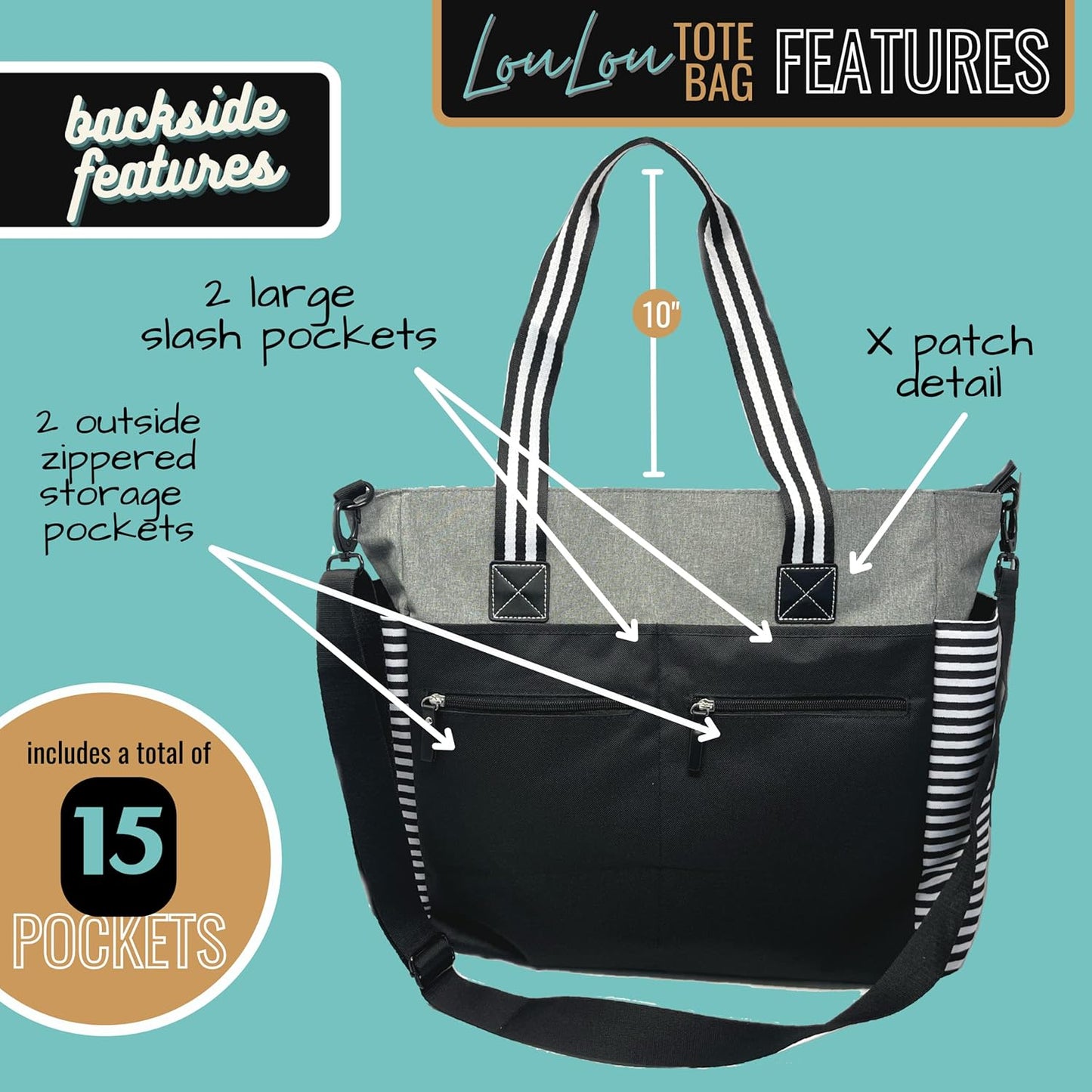 Brooke & Jess Designs Teacher Tote Bag for Work - Teacher Handbag Gifts for Women, Teacher Bag Best Teacher Appreciation Gift