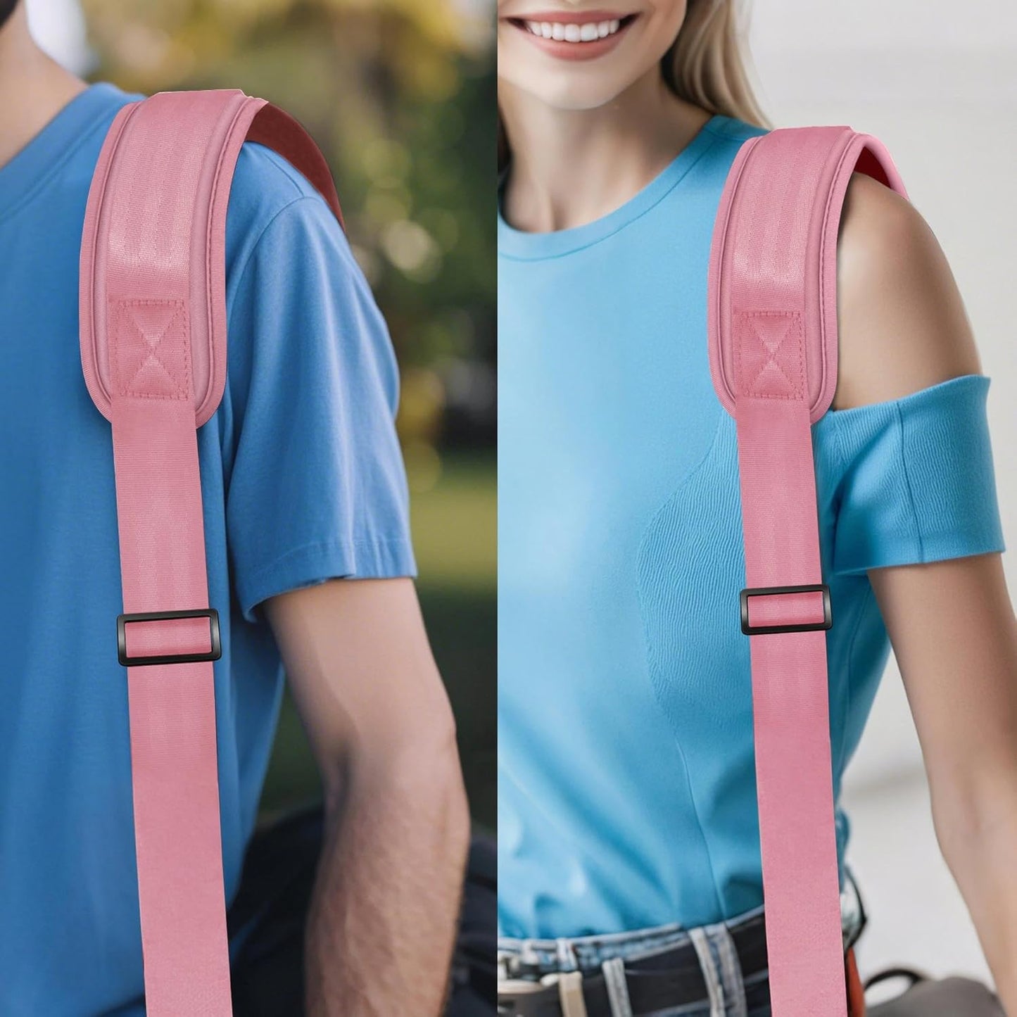 ZINZ Shoulder Strap - 59 Inch Universal Heavy-duty Adjustable Strap with Ultra-thick Fixed Breathable Pad for Laptop, Gym, Camera Bag and More -Pink