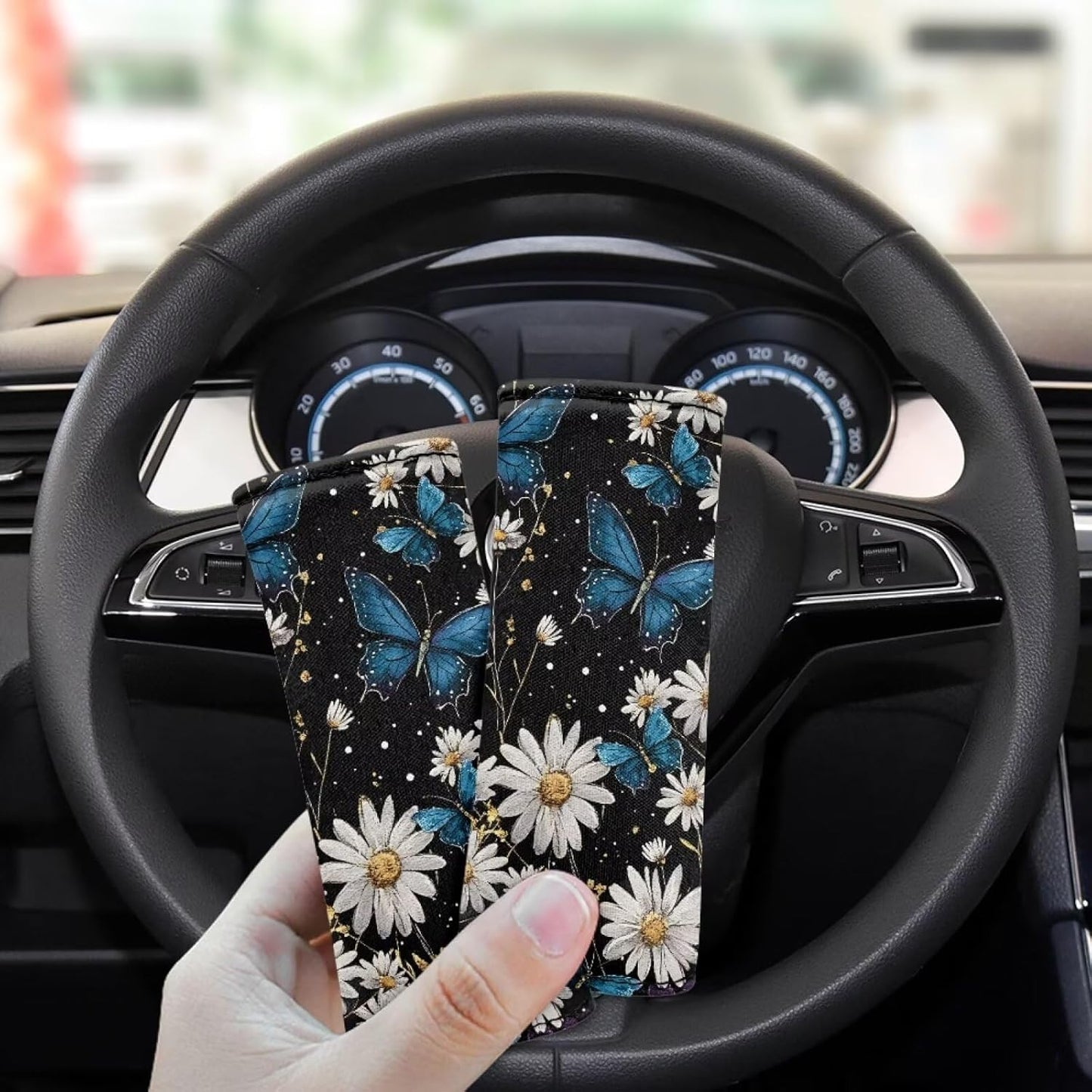 Butterfly Daisy Luggage Identifiers Marker Grips Protector Soft and Portable Luggage Handle Protection Sleeve Cover Set of 2 for Car Home