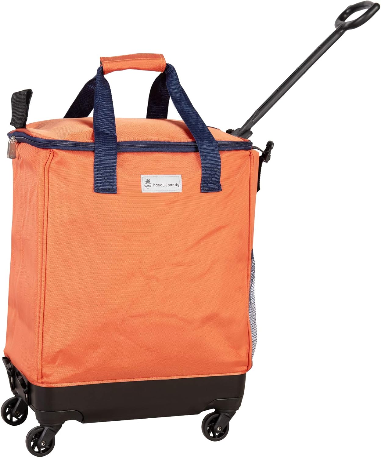Haul-It Foldable Rolling Tote – Patented Heavy-Duty Utility Bag with 8 Spinner Wheels, – Reusable Grocery Cart, Laundry Carrier, Travel Tote, Commuter Bag for Shopping & More- Orange