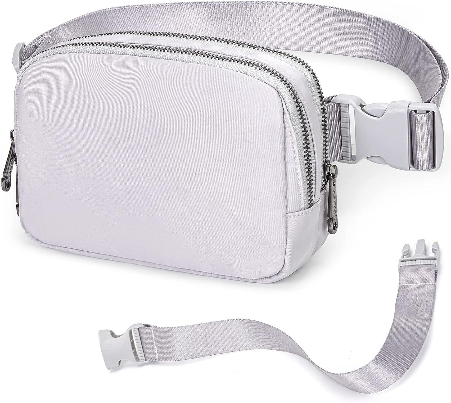AROME Mini Belt Bag for Women, Fashion Waist Packs Fanny Pack Crossbody Bags with Strap Extender for Women Men, Waterproof Waist Bag Hip Bum Bag for Casual Travel Running Hiking Outdoor Sports Grey