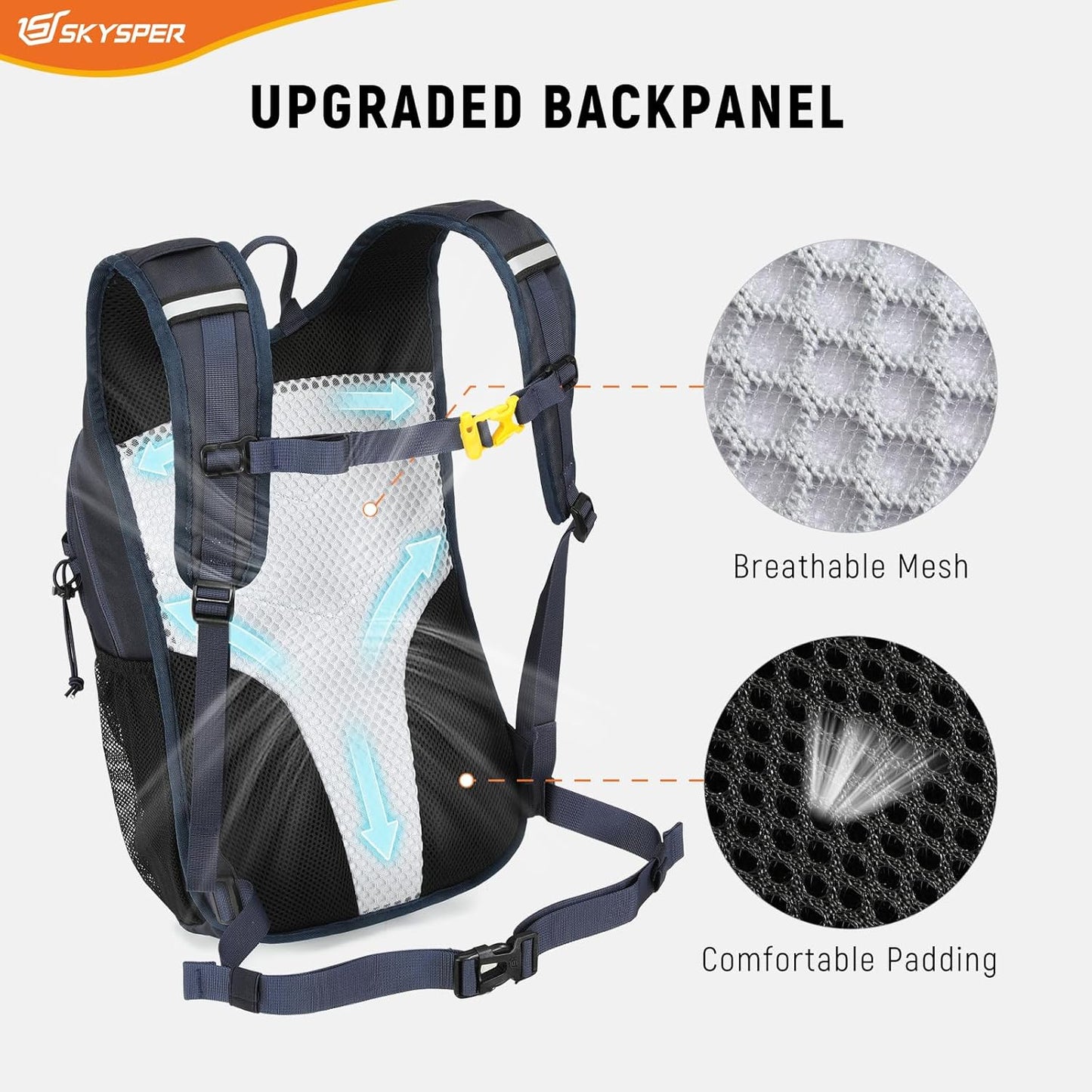 SKYSPER Hiking Backpack 15L Lightweight Walking Daypack for Camping Travelling Daytrip Small Trail Bagpack for Men Women