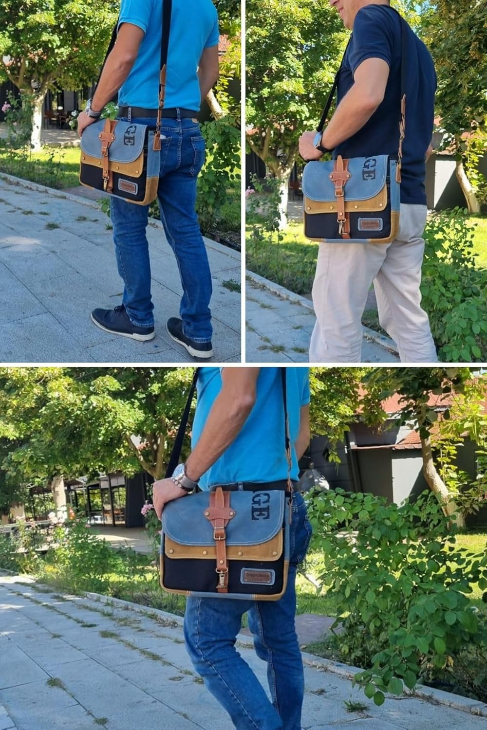 Antiochia 4046 Messenger Bag, Leather Detailed Shoulder Laptop Bag, Unisex Style for Daily, Travel