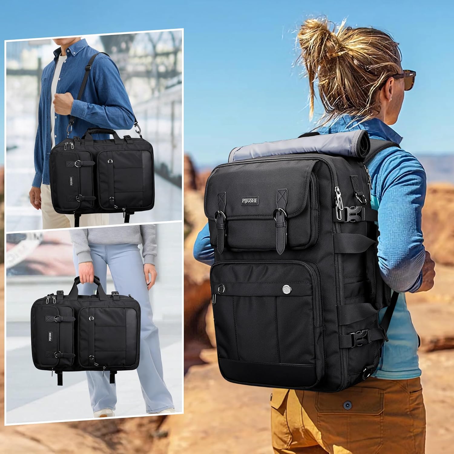 PIJUSHI Travel Backpack for Women Men Carry on Luggage Backpack Convertible Large Laptop Duffel Bag