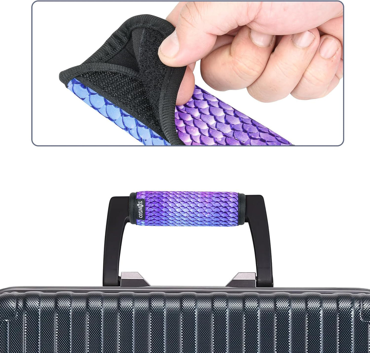 Cosmos 4 Pcs Luggage Handle Wraps Soft Neoprene Grip Handle Cover Detachable Luggage Identifier for Luggage Suitcase Travel Bag Trolley Case Travel Accessories (Pattern - 2 Scales + 2 Marble)