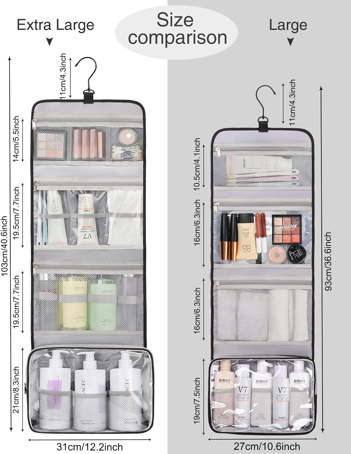 Relavel Travel Toiletry Bag for Men, Hanging Toiletry Bag for Women Makeup Cosmetic Storage