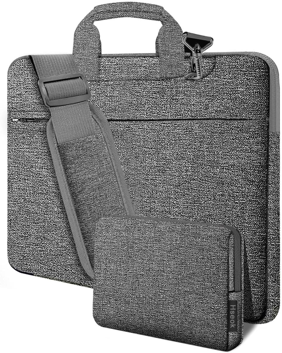 Hseok Laptop Shoulder Bag 15.6-16 inch Case, Durable Shockproof Protective Computer Carrying Briefcase with Multi-Pockets and Strap Compatible with Most 15 15.6 16 inch Notebooks,Dark gray