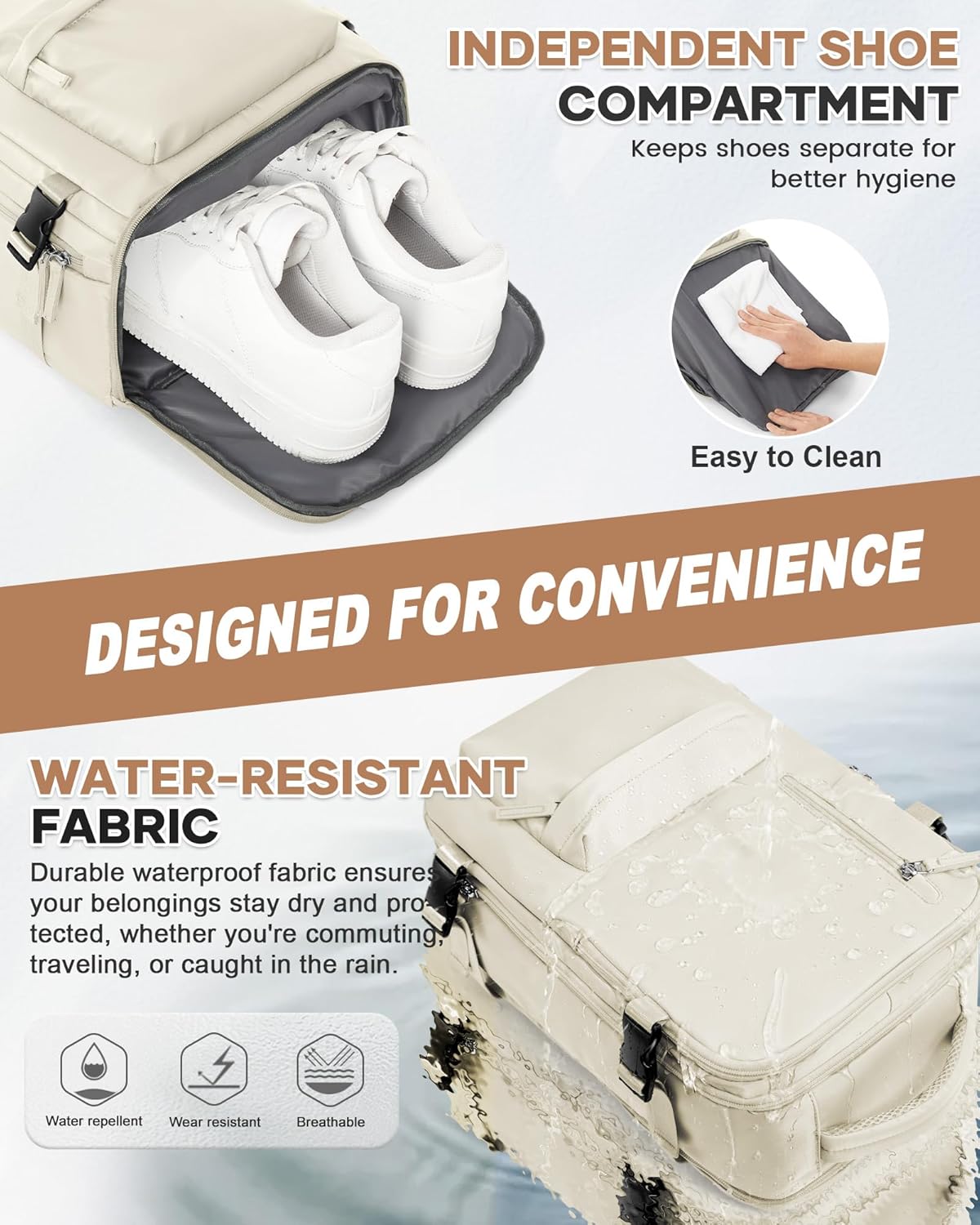 WONHOX Large Travel Backpack Carry on Flight Approved Laptop Work Business Backpack for Women Men