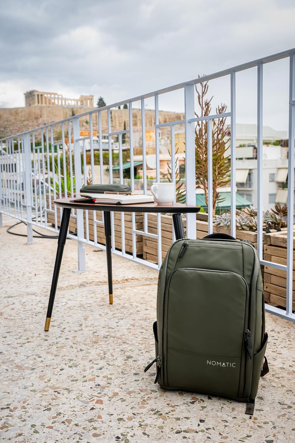 NOMATIC 14L Travel Pack - Water Resistant Laptop Bag - TSA-Ready Expandable Backpack (Olive)