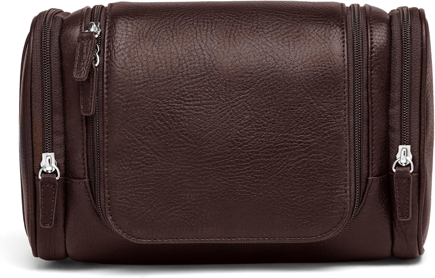 Leatherology Premium Espresso Small Hanging Toiletry Kit – Compact Leather Travel Organizer with Interior Zip Pockets, Mesh Pouches & Hanger | Full-Grain Leather Toiletry Bag for Men & Women