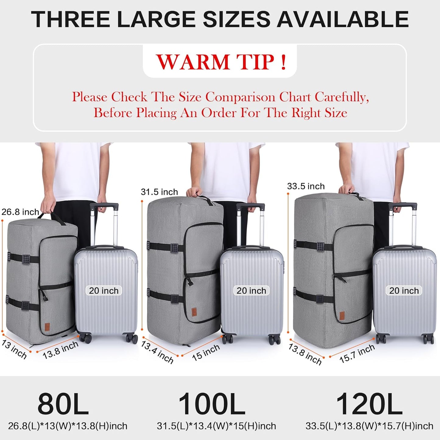 80L Duffle Bag for Travel, Large Foldable Waterproof Travel Duffel Bags Weekender Overnight Bag for