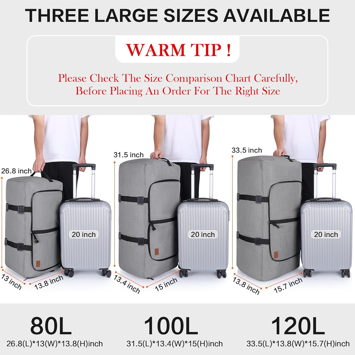 80L Duffle Bag for Travel, Large Foldable Waterproof Travel Duffel Bags Weekender Overnight Bag for
