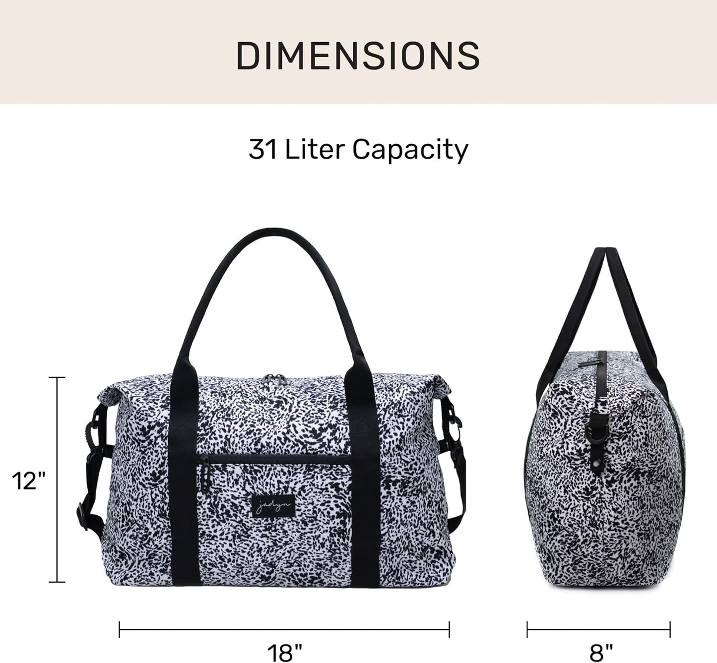 Jadyn Lola Travel Bag, Weekender/Overnight Duffel, Gym Tote Bag for Women, Men
