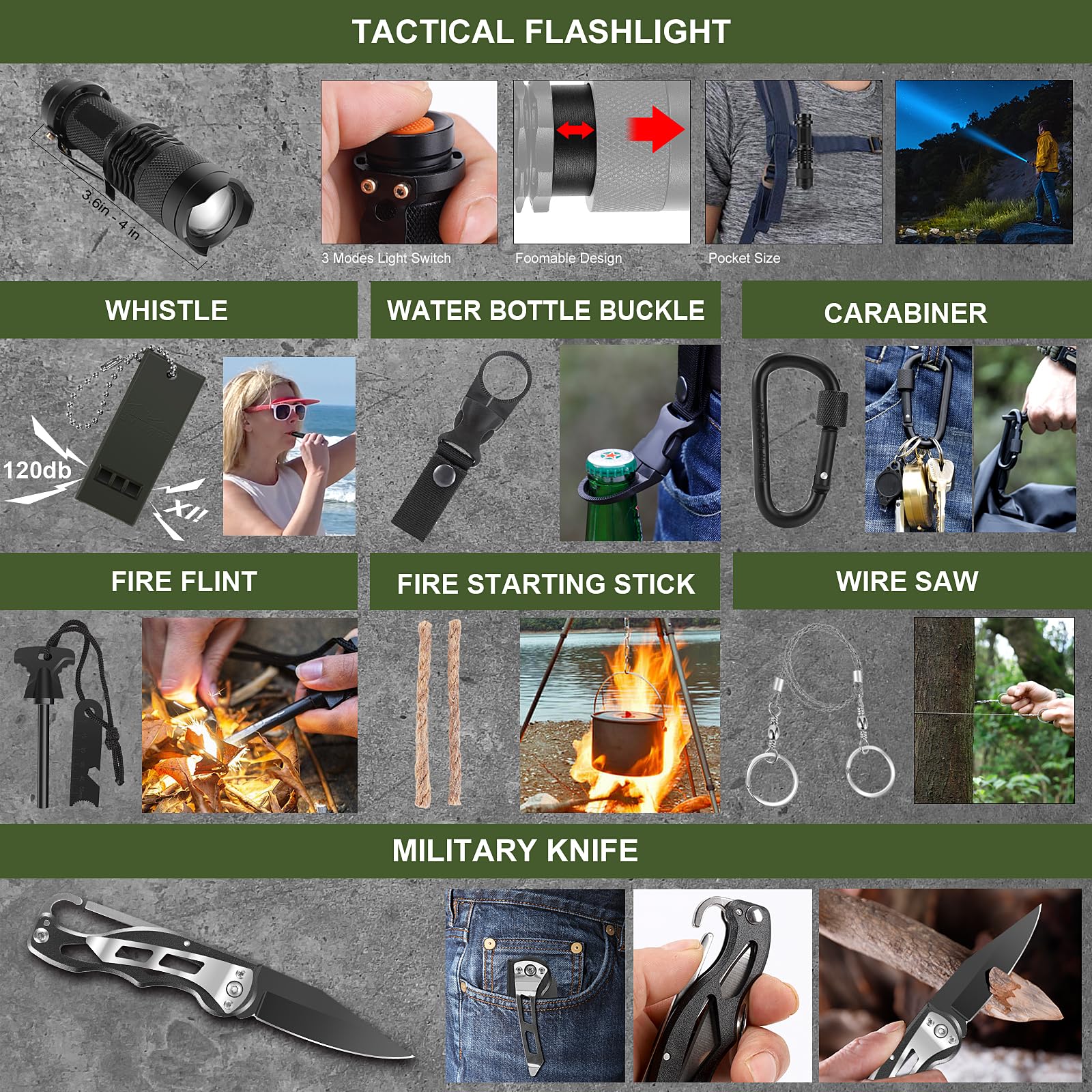 Gifts for Men Fathers Day, Survival Kit, 150 PCS Survival Gear and Supplies Equipment with Trauma