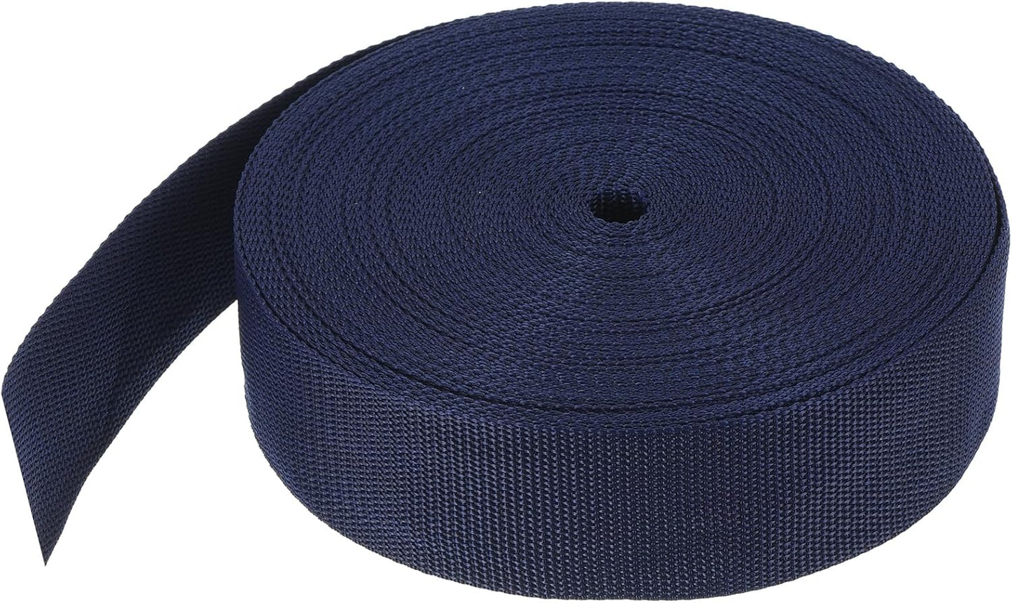 MECCANIXITY Lightweight Polypropylene Webbing Strap 2" 25 Yard Backpack Strapping Band Navy Blue for Outdoor Luggage Cargo Straps