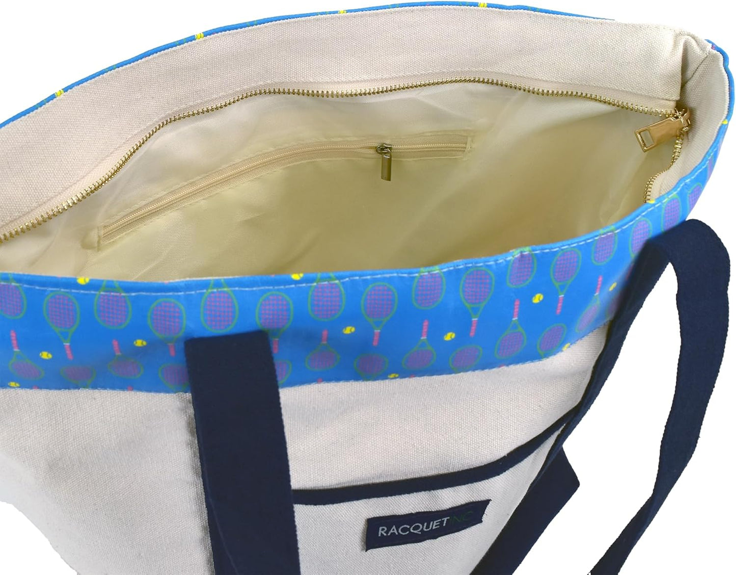 The Off-Court Pickleball Carryall Tote Bag – Stylish Canvas Tote with Blue Pattern, Zippered