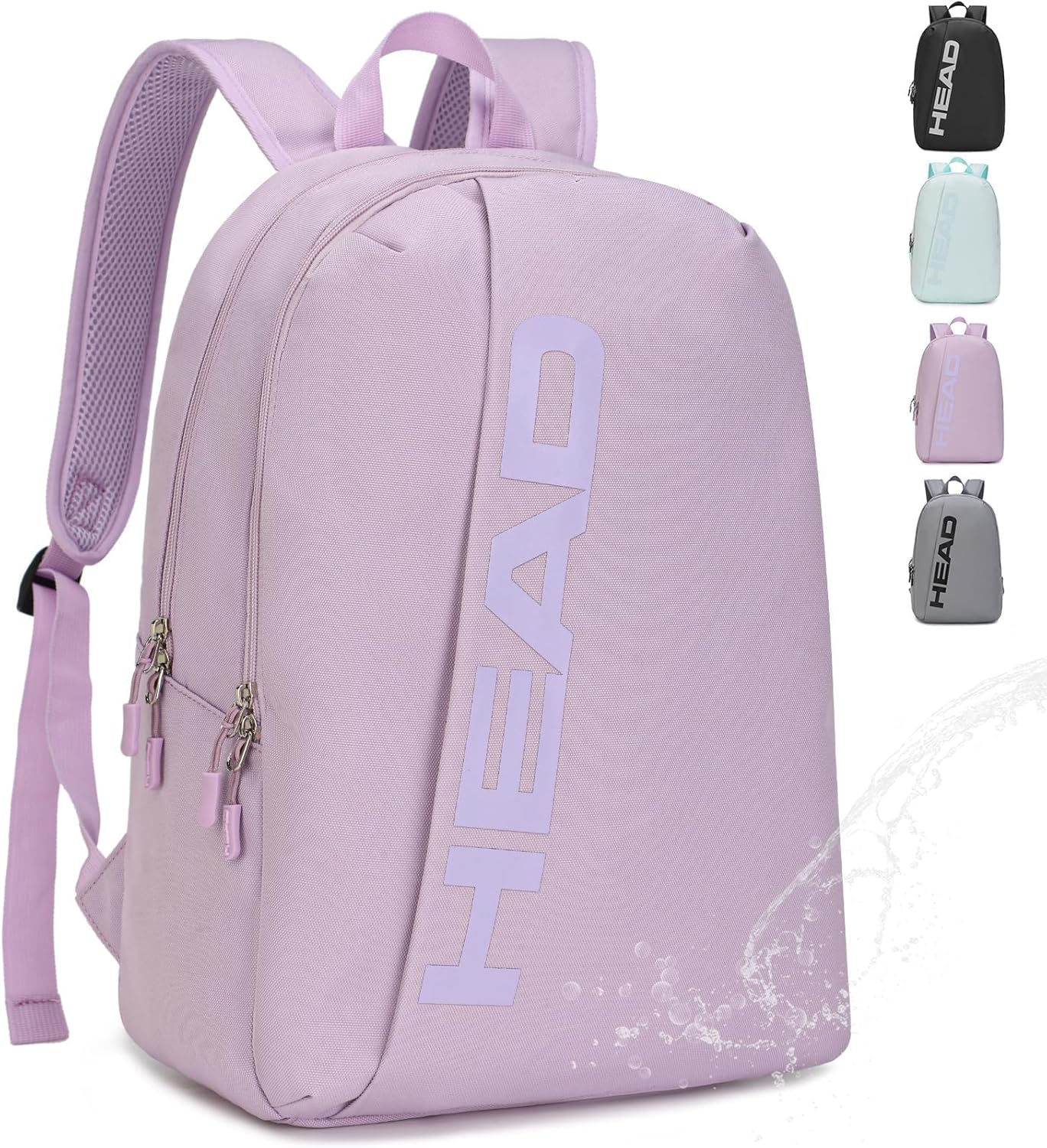 HEAD Waterproof Sports Gym Backpack for Women & Men, Large Casual Daypack Travel Backpacks for College/Weekender Overnight/Work/Fitness, 15.6 inch Laptop Backpack Lightweight Computer Bag Notebook Bag