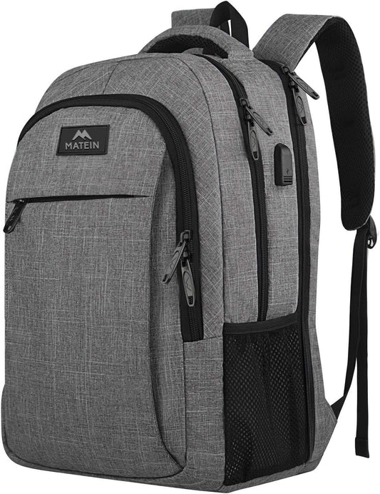 17 Inch Laptop Backpack, MATEIN TSA Large Backpack for Travel and Business with USB Charger Port, Water Resistant Big Flight Approved Weekender Carry-On Backpack with Luggage Sleeve for Women and Men