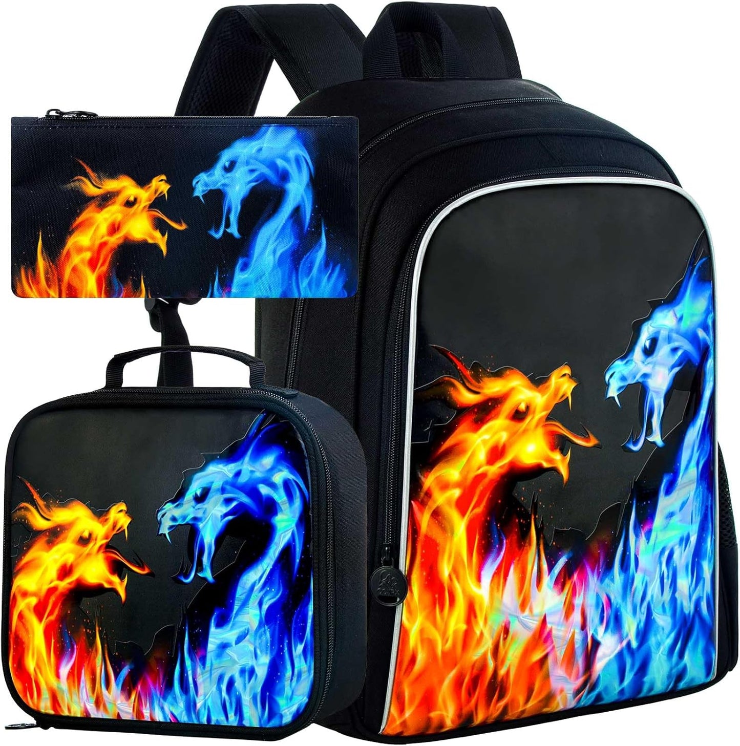 3PCS Dinosaur Backpack for Boys, 16 Inch Kids Water Resistant Preschool Elementary Kindergarten Bookbags and Lunch Box