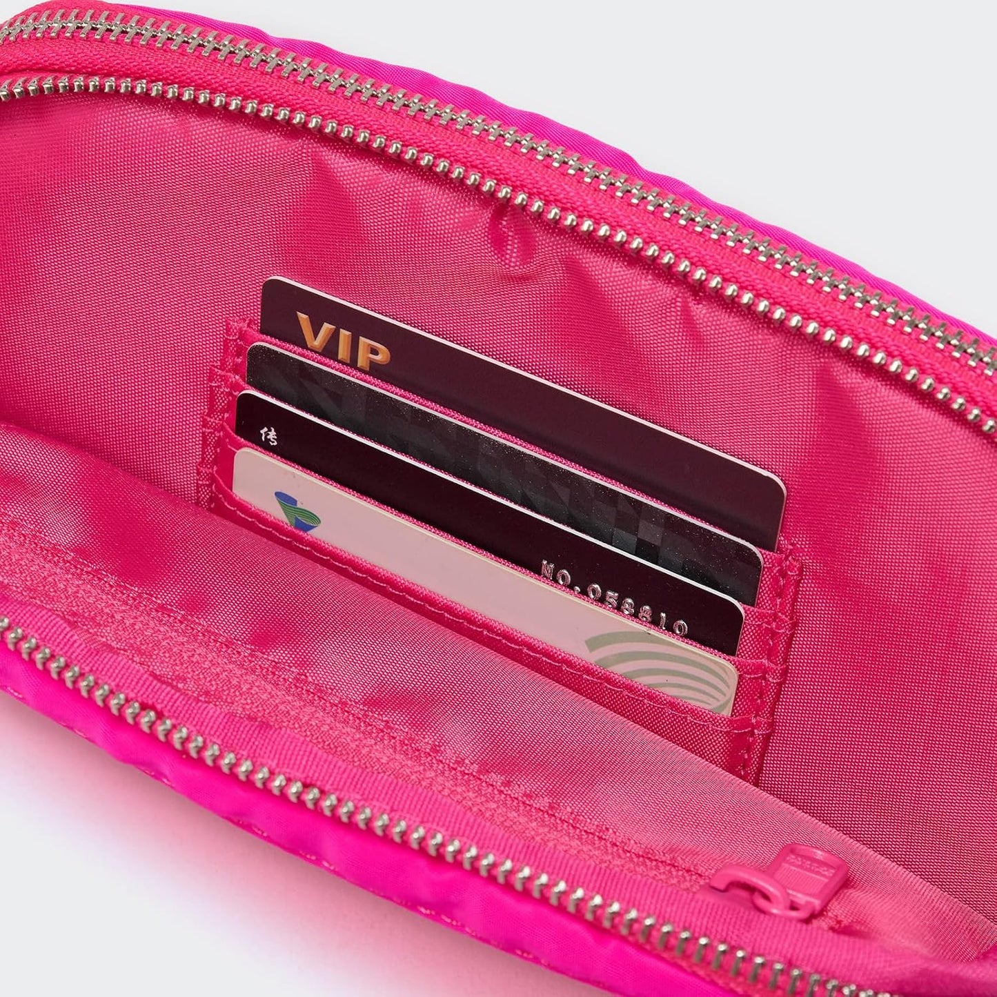 Pander Everywhere Belt Bag for Women, 5 Zipper Pockets Nylon Crossbody Fanny Pack Purse (Sonic Pink).