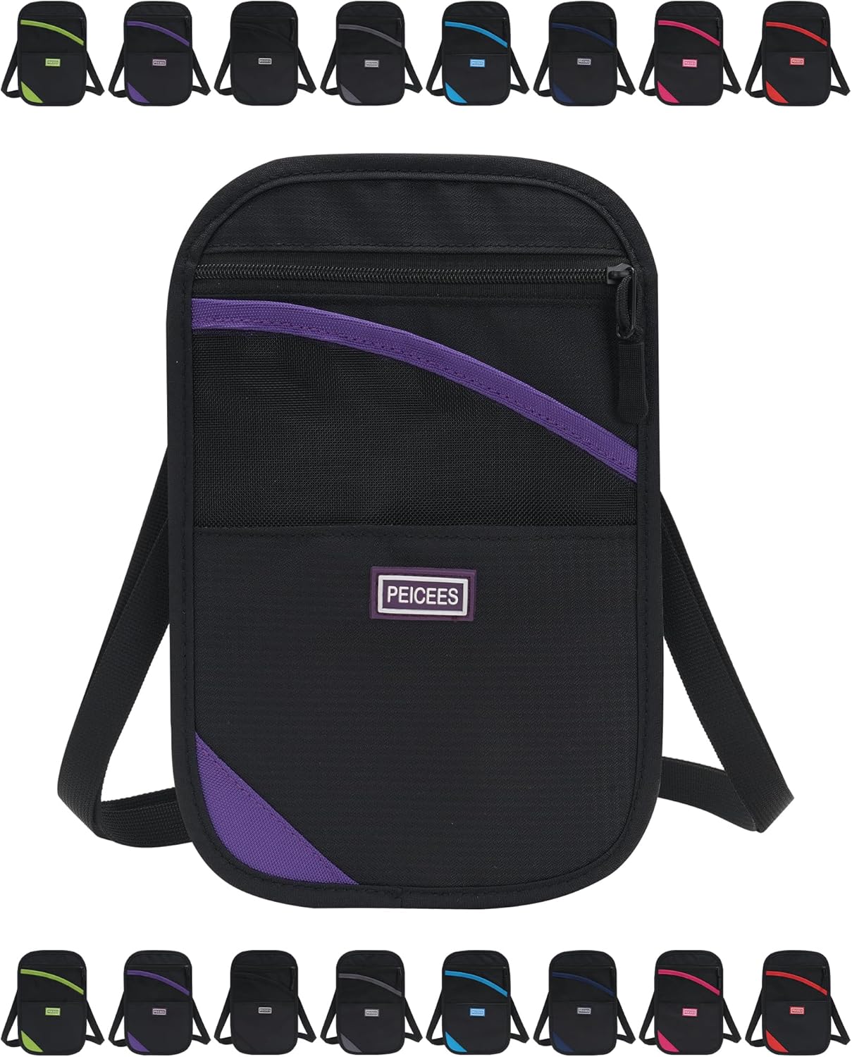 Peicees Neck Wallet, RFID Blocking Passport Holder, Easy to Conceal Travel Pouch, Purple