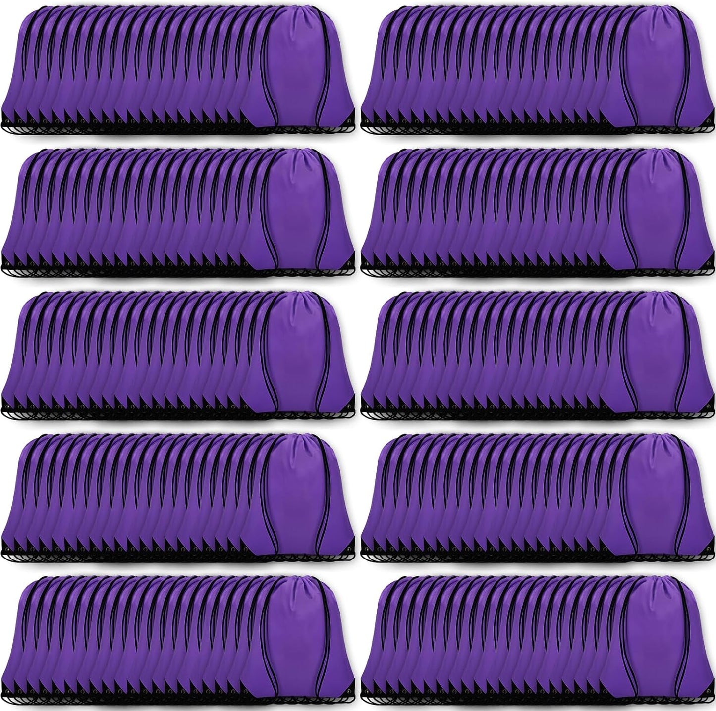 200Pcs Drawstring Backpack Bulk Cinch Sackpack Drawstring Bags Nylon for Gym Party Trip(Purple)