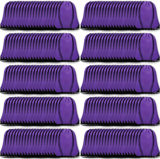 200Pcs Drawstring Backpack Bulk Cinch Sackpack Drawstring Bags Nylon for Gym Party Trip(Purple)
