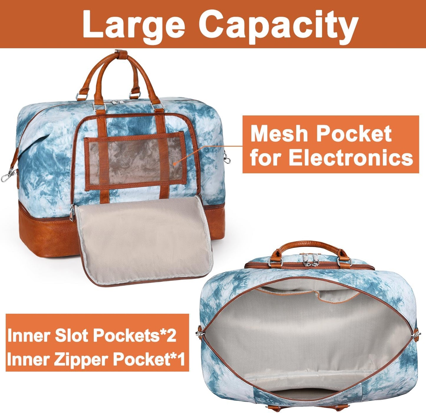 Travel Weekender Bag for Women, Overnight Bag with Shoe Compartment Oversized Travel Duffel Bag Carry On Tote 21"