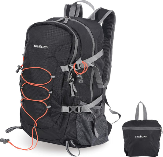 TREKOLOGY 30L Waterproof Lightweight Backpack – Foldable, Durable Daypack for Men & Women with Chest Strap & Multiple Compartments – Compact, Comfortable, Ideal for Hiking, Camping, Travel & Outdoors