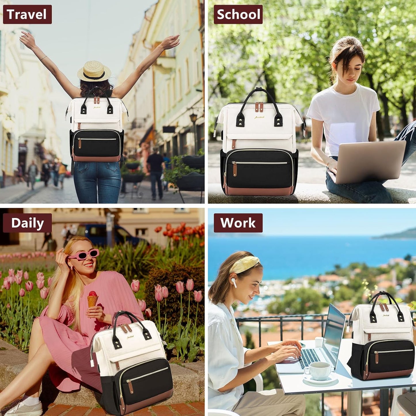 Backpack for Women Work Bags: 15.6 inch Laptop Backpack Purse Backpacks with USB Charger College