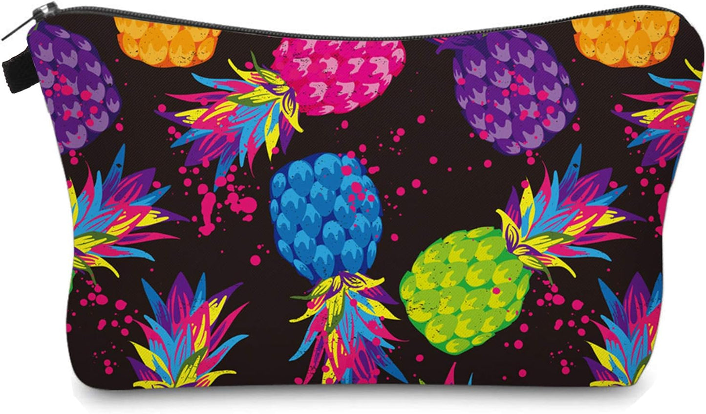 Cute Travel Makeup Bag Cosmetic Bag Small Pouch Gift for Women (Pineapple Colorful)