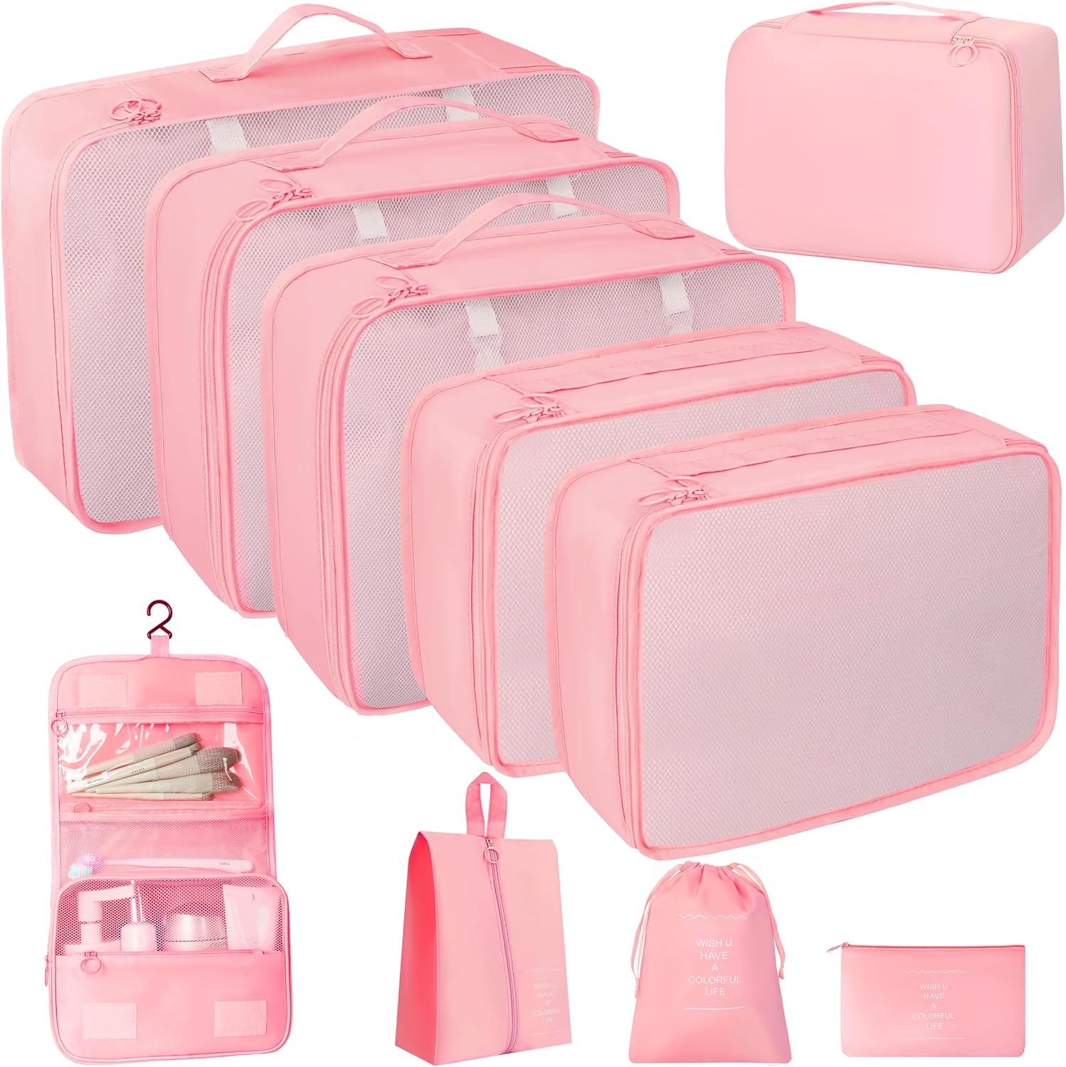 10 Pcs Set Packing Cubes - Travel Packing Organizers, Expandable Suitcase Organizer, Luggage