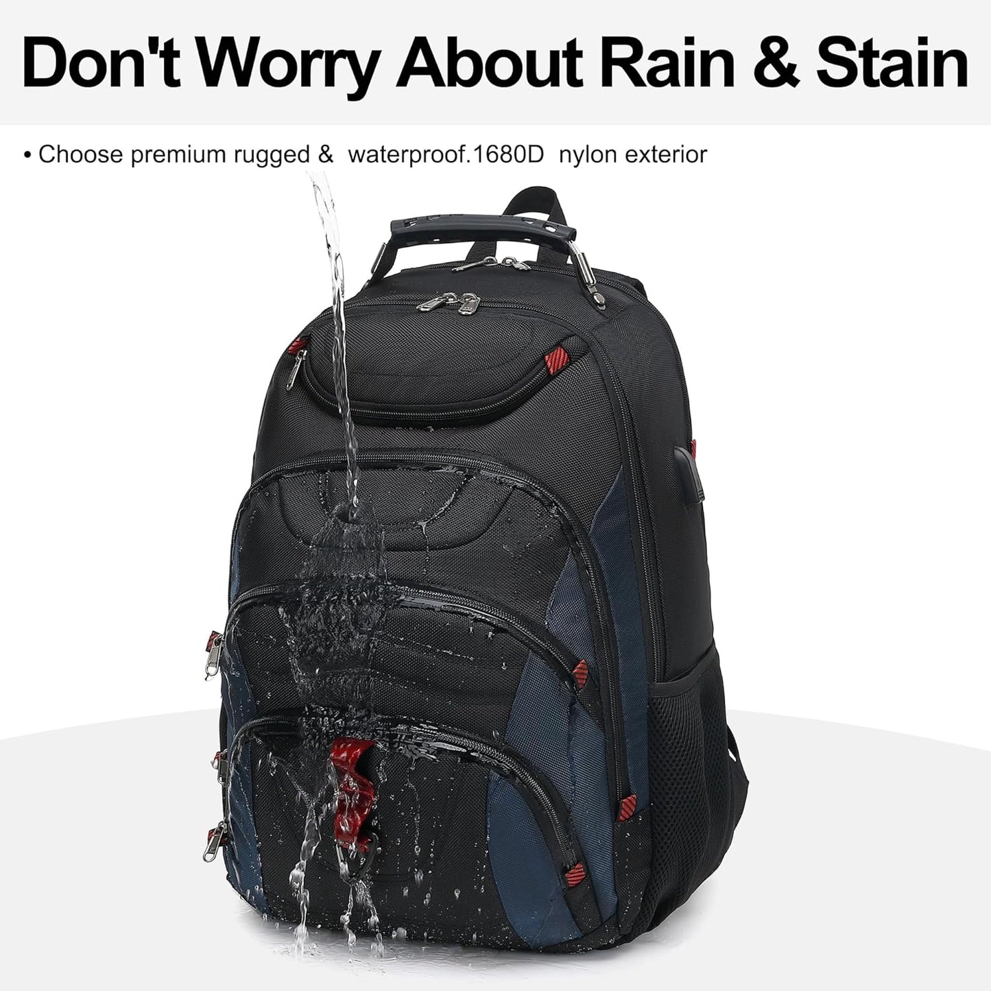 Boavan Laptop Backpack for men, 17.3 inch Laptop Bag with USB Port, Waterproof Travel Work Backpack