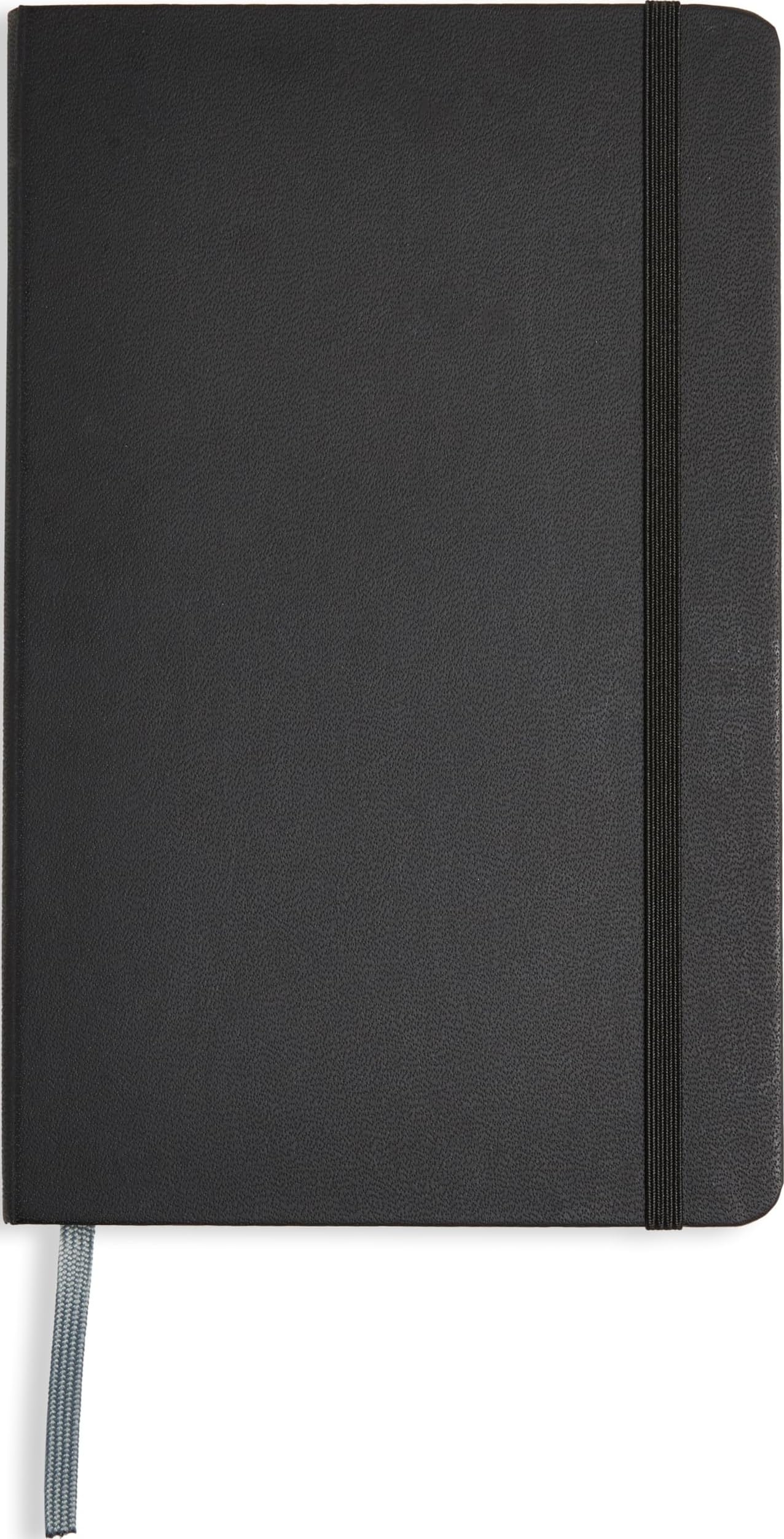 Amazon Basics Classic Lined Writing Notebook for Note Taking and Journaling, Hardcover with Elastic