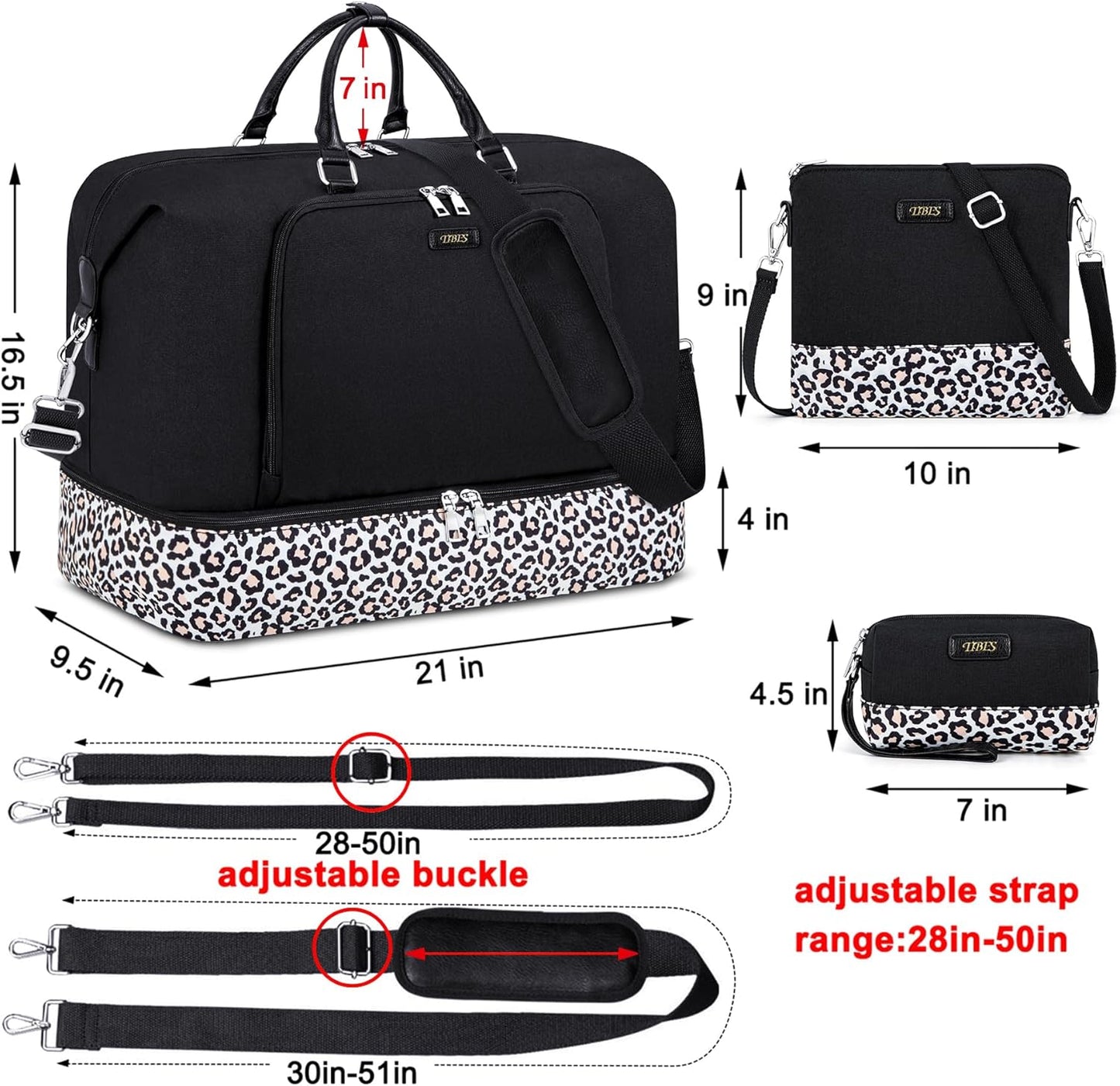 Travel Weekender Bag for Women, Overnight Bag with Shoe Compartment Oversized Travel Duffel Bag Carry On Tote 21"